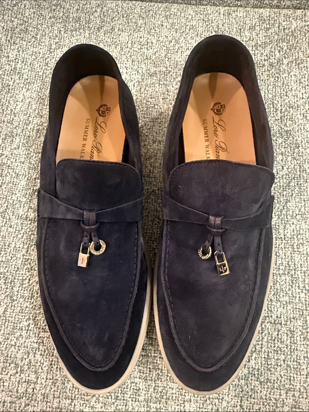 Loro Piana navy summer walk loafers size 38.5